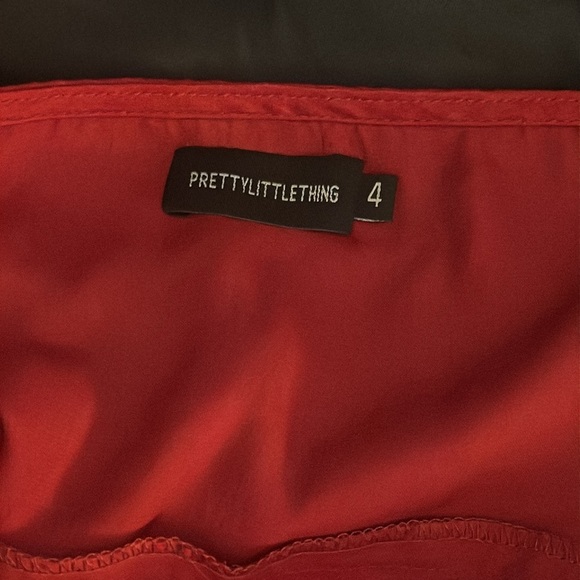 Pretty Little Things Red Satin Cowl Neck spaghetti‎ strap mini 100% cotton Dress - Picture 8 of 9